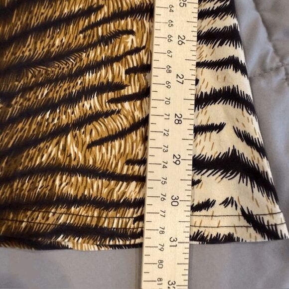 Tiger Print High Waisted Flare Stretch Pants Legging Soft Black Brown Size Small - Picture 8 of 11